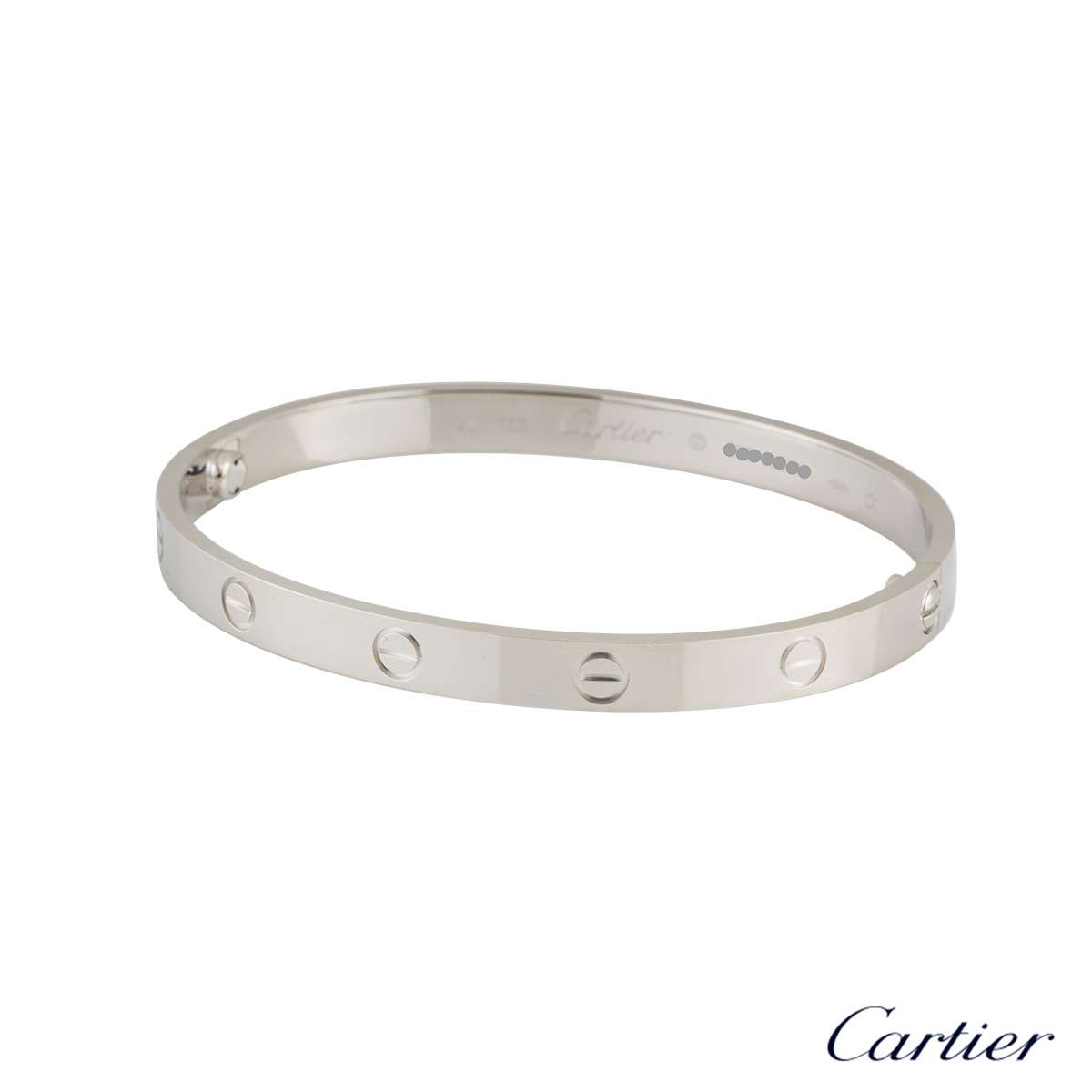 Cartier 18k White Gold Love Bracelet Size 21 B6035421 | Rich Diamonds